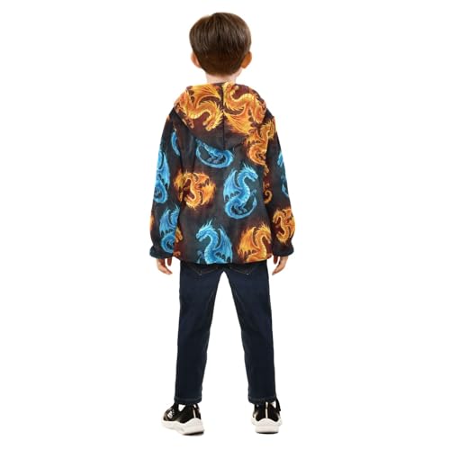 CHIFIGNO Dragons Fire Ice Boys Zip up Hoodie, Thick Lightweight Sweatshirt Jacket 3T4