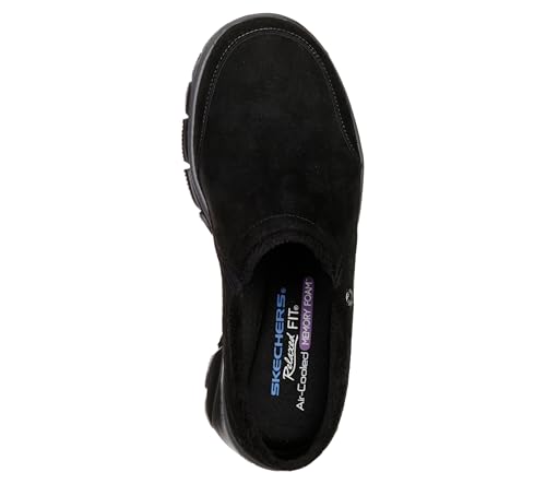 Skechers Women's Relaxed Fit: Easy Going-Latte Suede Fur Slip-On Clogs with Air Cooled Insole Mule, Black, 6.5