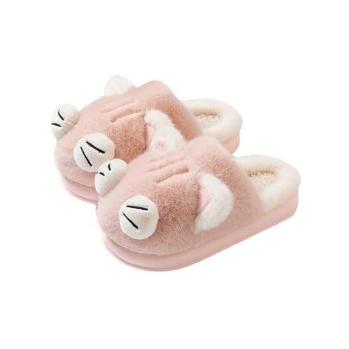 SLOKFV5 Zapatillas Pantuflas de felpa con diseño de pata de gato en 3D for mujer, lindas y divertidas, for casa, cálidas y de invierno. Casa(Rose,4 EU)