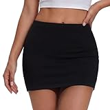 viiotu Mini Jupe Femme Jupe Noire Jupe Crayon Élastique Doux Jupe Short Femme avec Doublure Anti Transparence Mode Casual Quotidien (FR/ES, Alpha/Lettres, S, Taille Normale, Taille Normale, Noir)