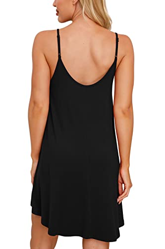 Prinstory Women Nightgown Sleeveless Sleepshirt Lace Nightdress Sexy Nightwear Babydoll Chemise Soft Sleepwear Black Xl #TOP4