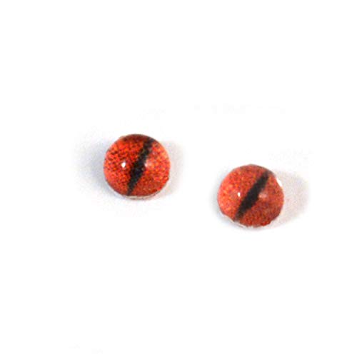 4mm Tiny Red Dragon Glass Eyes Pair of Small Flatback Cabochons for Toy Sculpture Polymer Clay Art Doll or Jewelry Making