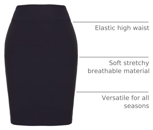 Image of Kate Kasin Women Stretch Above Knee Pencil Skirt, High Waist Slim Fit