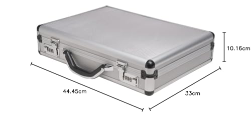 RoadPro Metal Unisex Aluminum Briefcase (Medium - 17.5" x 4" x 13" Silver) SPC-931R