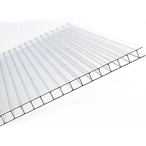 AtHaus® Polycarbonat Hohlkammerstegplatten - 200 Maße zur Auswahl | 1400 x 700-4mm Stärke | UV-beständigen (Transparent)|stoßsicheren Doppelstegplatte Gewächshausplatte Stegplatten Cover