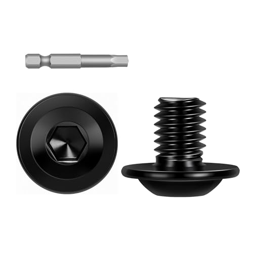 Image of M4-0.7 x 10mm 100 PCS Flanged Button Head Socket Cap Bolts Screws, Stainless Steel 304, Allen Socket Drive, Screwdriver Bit Included, Black Finish, Fully Machine Thread