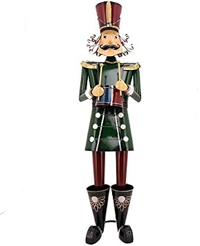 Giant Life-Size 5 Iron Nutcracker Christmas Holiday Toy Soldiers Green with Drum