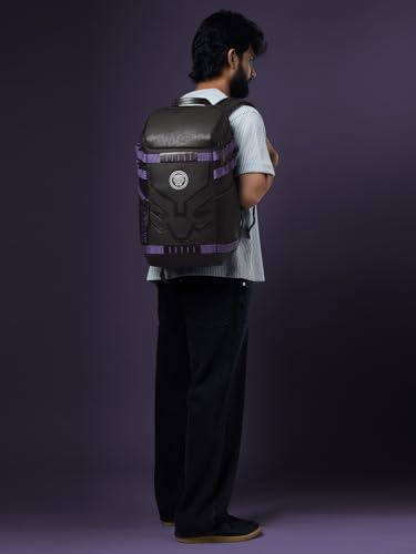 Image of The Souled Store Marvel Black Panther: Tactical Backpack | 22L Laptop Bag (Fits 16 Inch) | Water-Resistant Polyester with Reflective Badge & Luggage Strap
