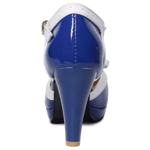 AIMODOR Womens Vintage Rockabilly T-Strap Mary Jane Shoes Heels Patent Platform Pumps with Bow3