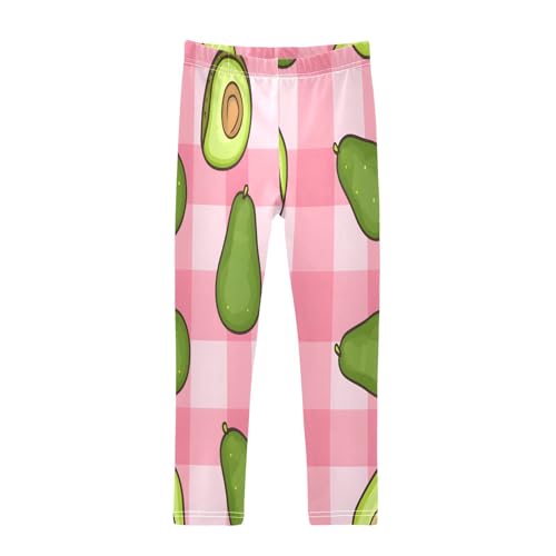 Bolaz Toddler Girls Leggings Printed Yoga Pants Leggings Pink Checkered Avocado for Kids