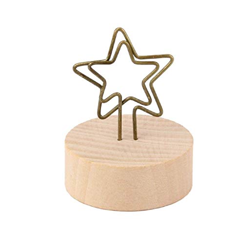 Preisvergleich Produktbild Tragbarer Holzsockel Memo-Foto-Halter-Karten-Papier Hinweis Clip Hochzeits-Platz-Namenskartenhalter Stern