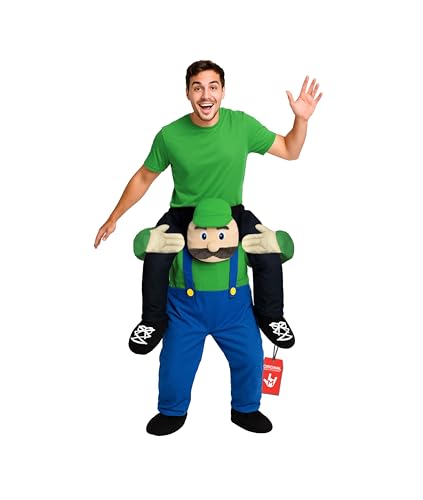 Morph Huckepack Klempner Brüder Kostüm Herren Halloween Kostüm Herren und Damen Videospiele Superhelden Karneval Fasching Grün