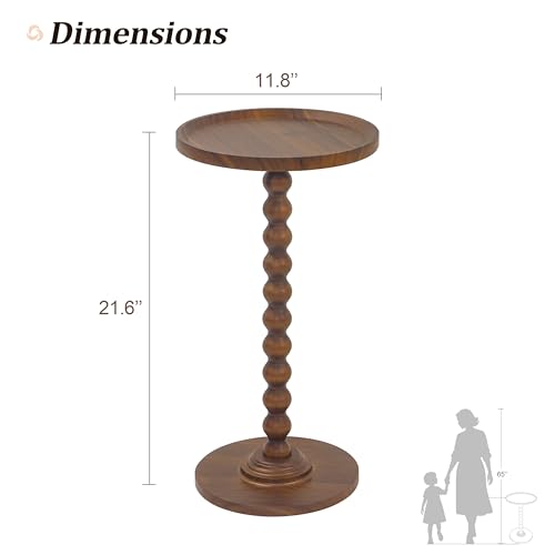 AWASEN Small Side Table, Round Drink Table for Small Spaces, Round Accent End Table Living Room, Nightstand for Bedroom, Corners, Office, Walnut Brown - Image 3