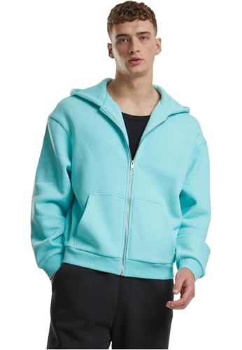 Urban Classics Sudadera con Capucha para Hombre con Cremallera mullida, Sudadera con Cremallera y Cremallera para Hombre, Corte Grande, Beryl Blue, L