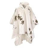 M MCGUIRE GEAR German Style Snow Poncho, Heavyweight Cotton Emergency Raincoat Outdoor Hunting Hiking and Camping, White/Pine Camo