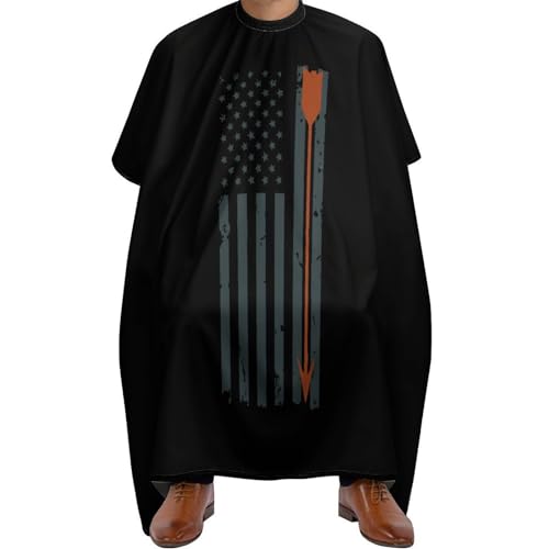 Red Archery Arrow Distressed Flag Hair Cutting Cape for Men Women Waterproof Barber Cape Adjustable Salon Haircut Capes