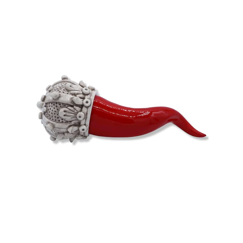 Corne en céramique de Caltagirone blanche antique SICILIA BEDDA objet déco fait main
