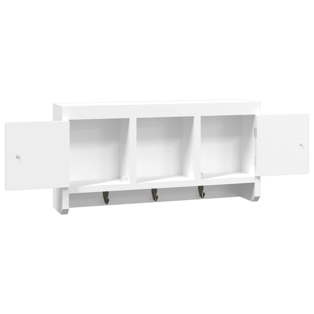 Armadietto Portachiavi Bianco 40x8,5x20 cm Legno e Acciaio