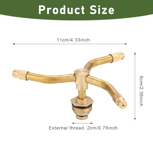 Image of HASTHIP 3-Head Automatic Rotating Garden Sprayer Irrigation - Brass Water Sprinkler for Garden - Multi-Arm Nozzle for Garden Plant Watering - 360 Rotation Irrigation System for Gardening