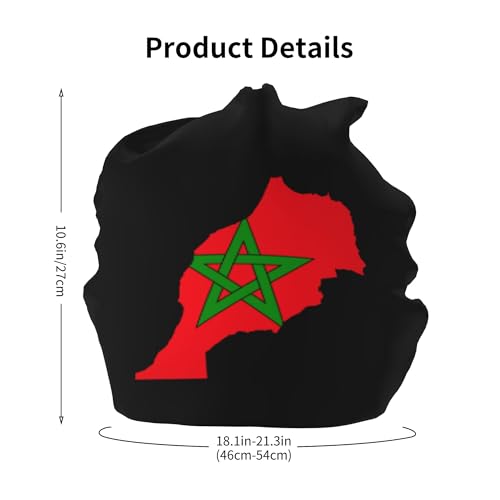 Morocco Flag Map Children Hip Hop Knitted Hat Kids Elastic Leisure Knit Cap Warm Sleep Beanies Black2