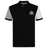Newcastle United FC Herren Polo-Shirt mit Logo - Fußball - Schwarz mit Kontrastärmeln - XXL