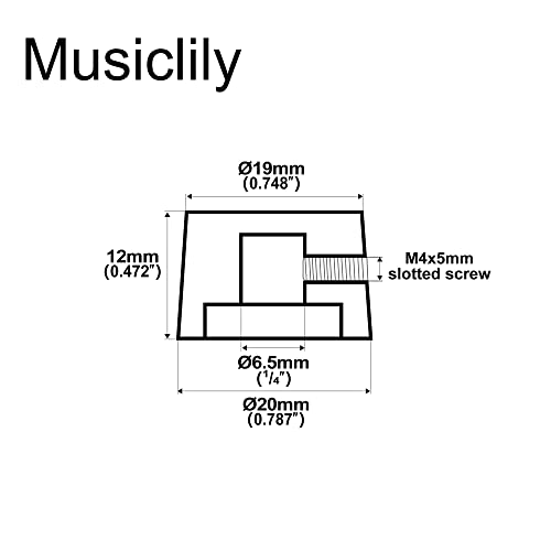 Musiclily Pro Imperial 1/4" Inch Plastic Vintage Barrel Guitar Amplifier Control Knobs with Set Screw for Fender Amp Style Solid Shaft CTS Pots Cream (Set of 6) - Image 2