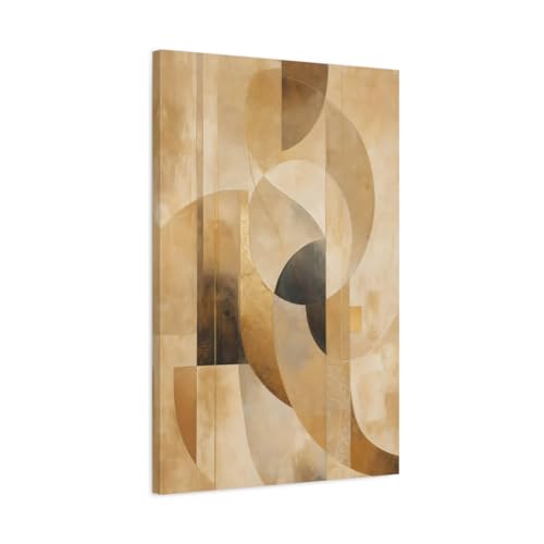 Tableau abstrait marron et or de qualité premium avec chassis de 3 cm