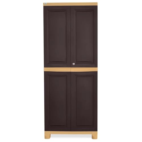 Image of Nilkamal Freedom Big 1 (FB1) Plastic Wardrobe for Storage|3-Year Warranty|Clothes Organizer|Shelves|Cupboard|Almirah for Home, Living Room, Bed Room|Adult & Kids|Weather Brown /Biscuit