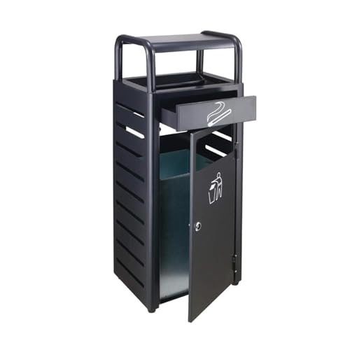 Poubelle en acier inoxydable extérieure avec cendrier et poubelle à baril intérieur - Poubelle verticale d'ascenseur de hall d'hôtel - Disponible pour...
