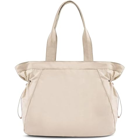 ABOUME 18L Large Side-Cinch Shopper Bags, Lightweight Tote Bag for Women, Workout Handbag Shoulder Bag for Shopping Travel (Beige) Cover