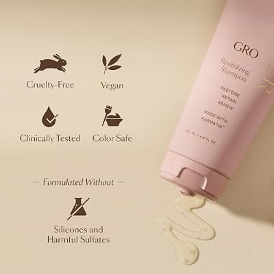 VEGAMOUR GRO Revitalizing Shampoo, Support Thicker, Fuller Looking Hair, Shampoo Formulated Without Sulfates for Thinning Hair with Vegan Keratin, Natural Citrus Scent