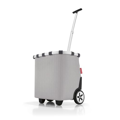 reisenthel carrycruiser Tragbarer Einkaufstrolley mit stabilem Aluminiumrahmen Schultergurt und herausnehmbarer Netz-Innentasche Aus wasserabweisendem Material Couleur: Herringbone Grey
