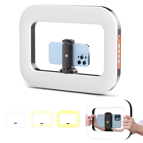 Rechargeable Selfie Portable Ring Light, Ringlicht Handy Videokonferenz Licht, Dimmbares Selfie Ringleuchte mit Stativ, Ringlampe mit Handyhalter für...