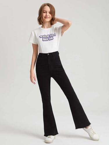 Image of KOTTY Girl's High Rise Cotton Lycra Blend Relaxed Fit Jeans Ebony Black