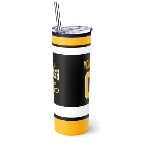 Image of ANTKING Pittsburgh Tumbler 20oz Travel Mug Custom Name Number Gifts | Stainless Steel Insulated Coffee Cup for Men Women