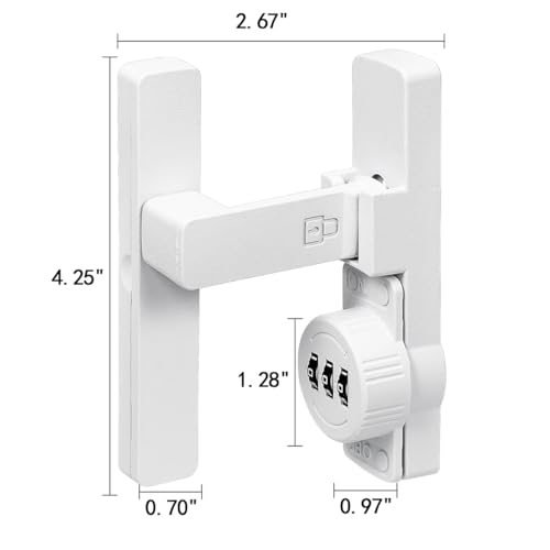 Image of INIRET 2 Packs Matte White 90 Degree Barn Door Lock,Mechanical Password Lock,3 Digit Password Keyless,Flip Latch with Combination,Protect Privacy,for Barn Door,Cabinets,Windows,Garden,Bathroom