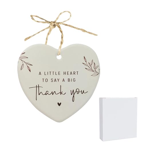 Regalo de agradecimiento Corazón de cerámica con texto en inglés 'A Little Heart to SAY A Big Thank You' Joyería de cerámica para colgar gracias joyas regalo para mejor amiga con caja de regalo para