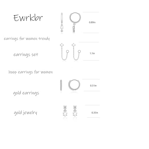 Image of Gold Earrings for Women, 14k Gold Plated Dangle Huggie Earrings for Women Trendy Dainty Gold Hoop Earring Stacks Hypoallergenic Pearl Chain Drop Cartilage Earring Fashion Womens Jewelry