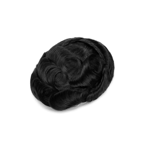 Toupet pour hommes en cheveux humains 8x10 châtain foncé avec base en peau fine 0.06mm - 3