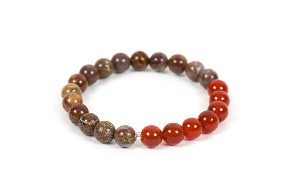 Bracelet carneliane et pietersite 8mm en pierres naturelles véritables
