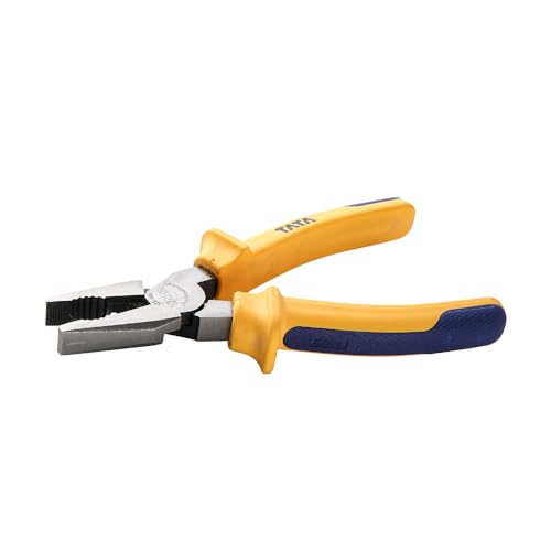 Image of TATA AGRICO Multi-purpose Combination Plier Induction Hardened Cutting Edges| Plier for Cutting, Bending, Pulling & Gripping Wires & Nails| High Strength Construction| Ergonomic Grip (7-inch -Yellow)
