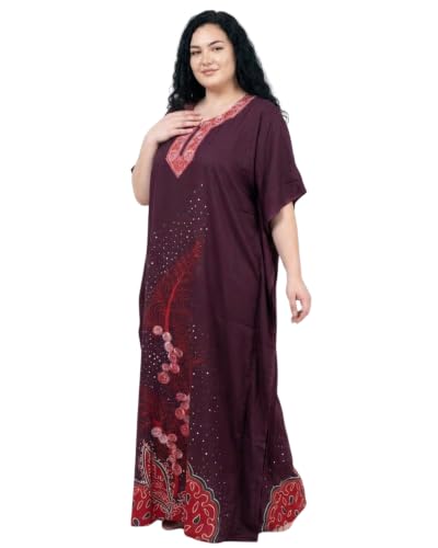 Image of Oussum Women Polyester Casual Long Plus Size Beach Caftan Cover Up Maxi Dress 1X-3X Summer Kaftan Dresses for Women
