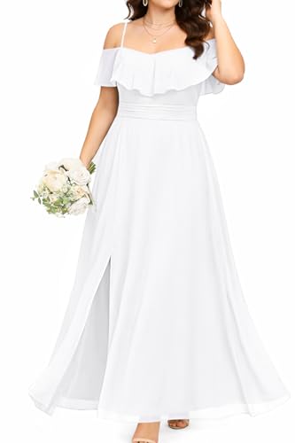 Image of Pinup Fashion Women Plus Size Bridesmaid Dresses - Off The Shoulder Formal Wedding Guest Bridal Shower Long Dress