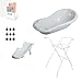 Baby Badewanne Set mit Gestell und Badewannensitz - für Neugeborene und Babys - stabil und bequem, Farbe: Grau