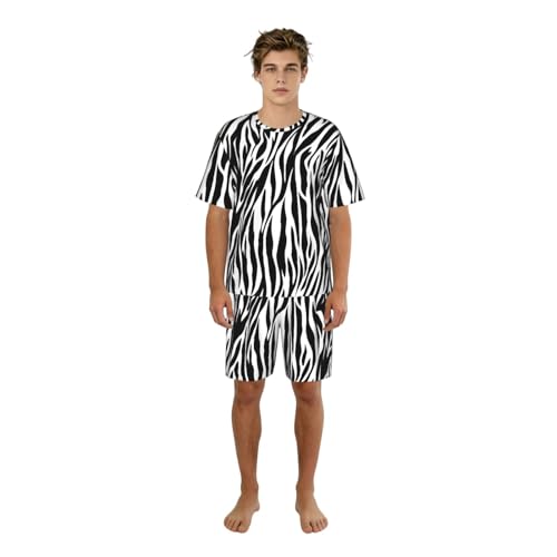 Pyjama zèbre homme manches courtes ensemble respirant 2 pièces léger
