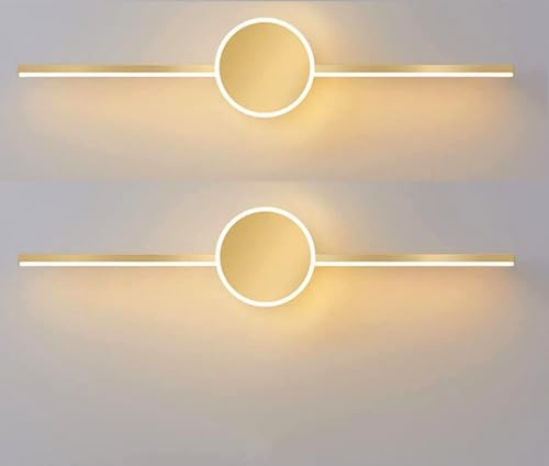 Image of Groeien Pack of 2 | 18 watt LED 3 Color Gold Body Picture Photo Frame /Mirror Bathroom Wall Light (Warm+Natural+Coolwhite)(OrbitLine-Gold, 2)