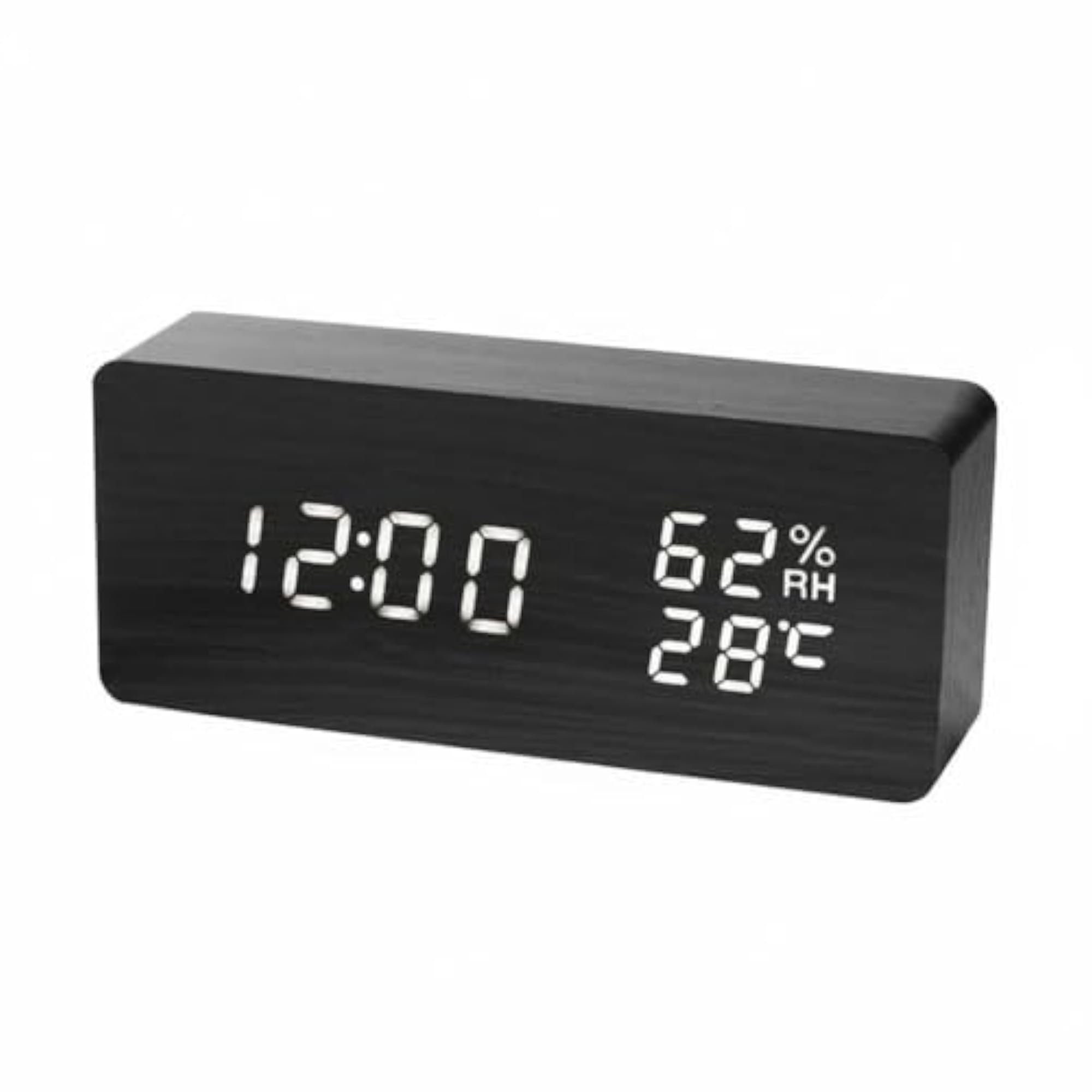 Adjustable Brightness Black Rectangle Digital Alarm Clock