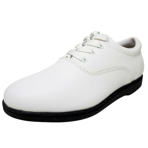 Dinkles Vanguard Marching Band Shoes, Comfortable (Medium 12, White with Black Sole)