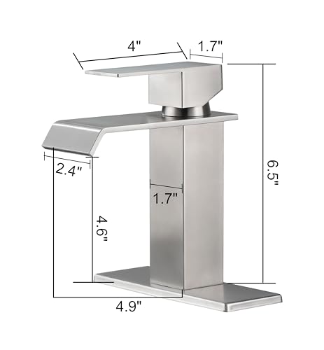 Robinet de salle de bain avec commande unique et bec cascade à haut débit régulé - 6