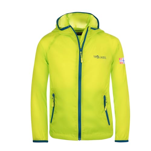 Trollkids Kids Fjell Running Jacket, 104/104 Kinder, Lime/Petrol